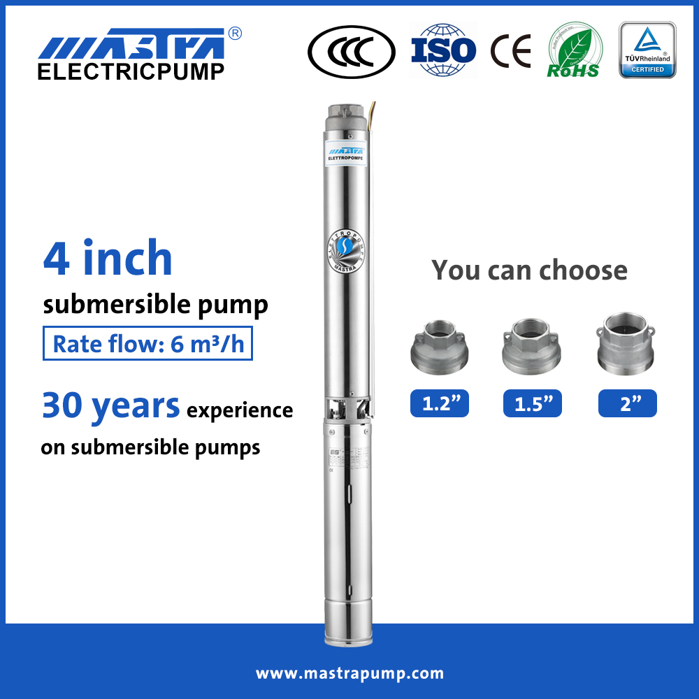 Pompe à eau submersible Mastra 4 pouces système de puits profond pompe de puits profond en acier inoxydable R95-ST